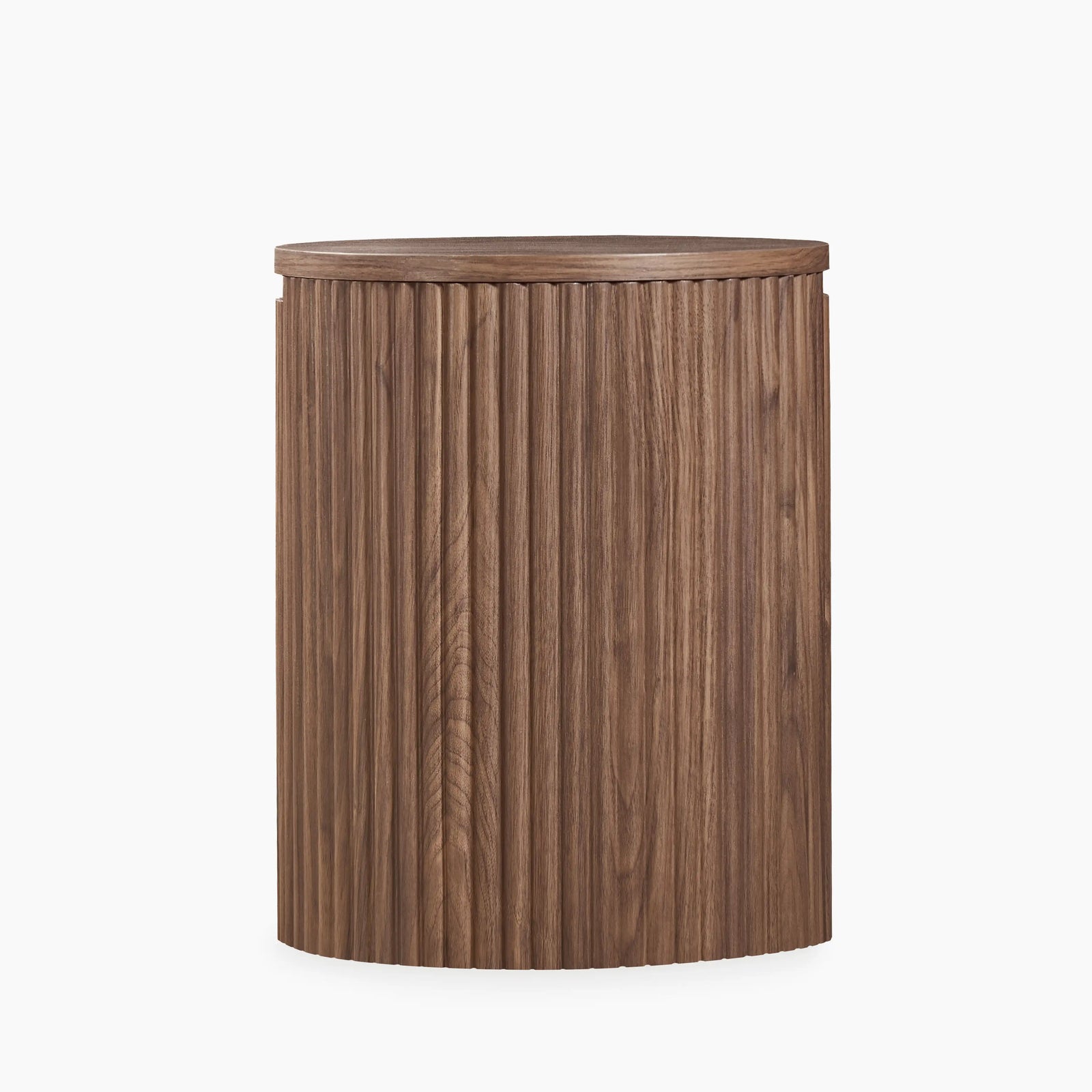 Brey Round Wooden Storage Side Table | Walnut