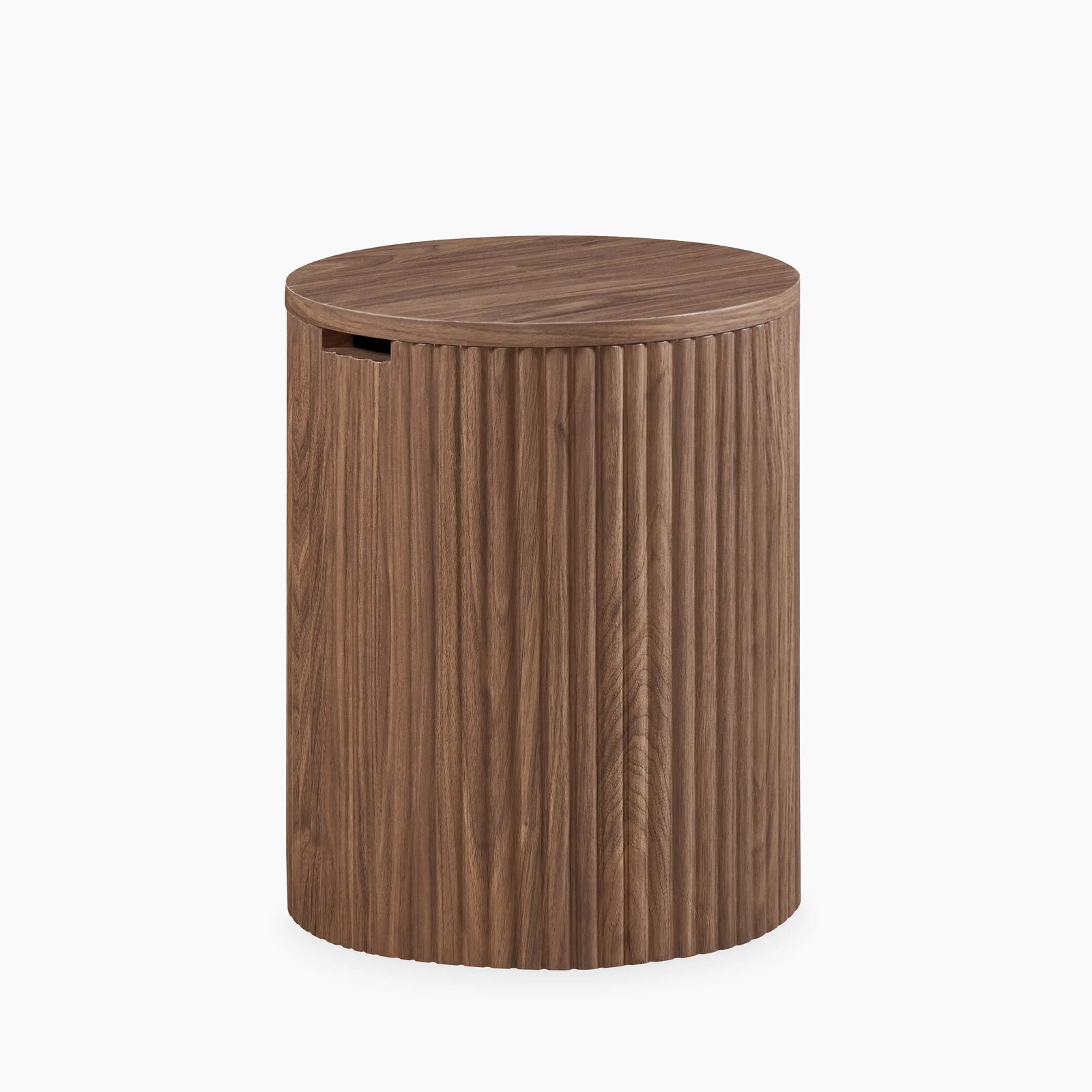 Brey Round Wooden Storage Side Table | Walnut