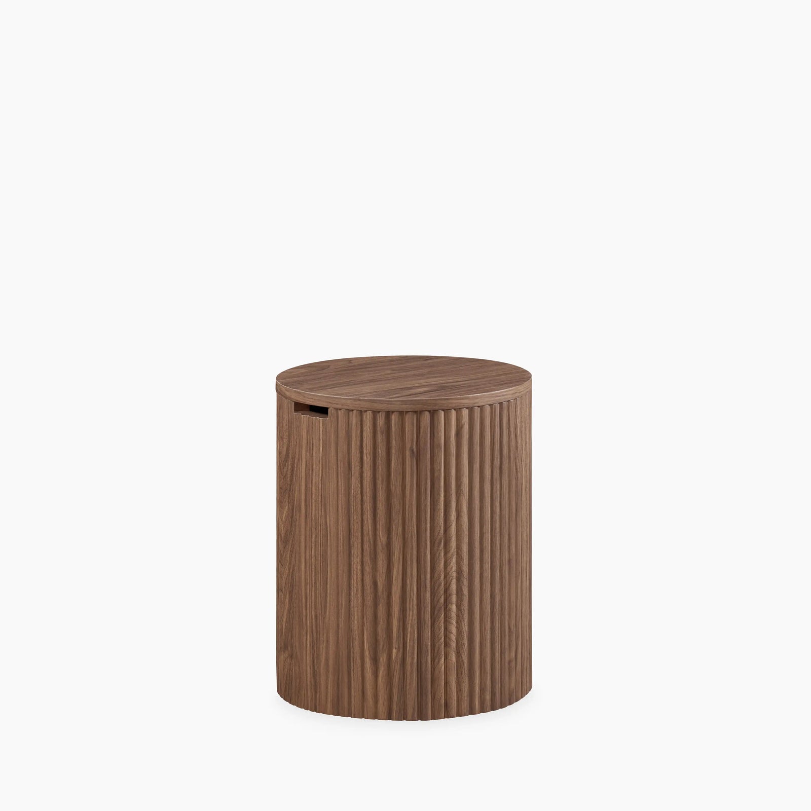 Brey Round Wooden Storage Side Table | Walnut