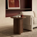 Caleb Round Wooden Side Table | Walnut