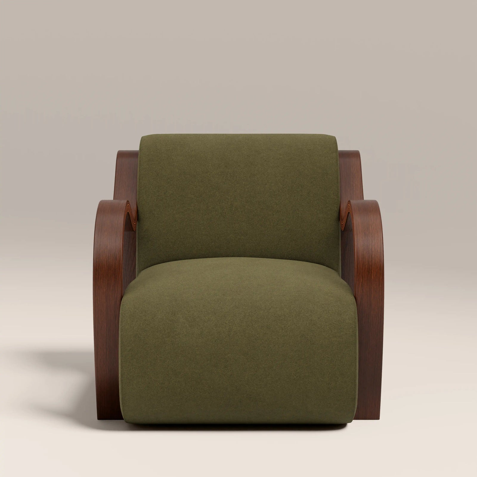 Talie Accent Chair | Moss Green Sustainable Mohair Velvet & Walnut