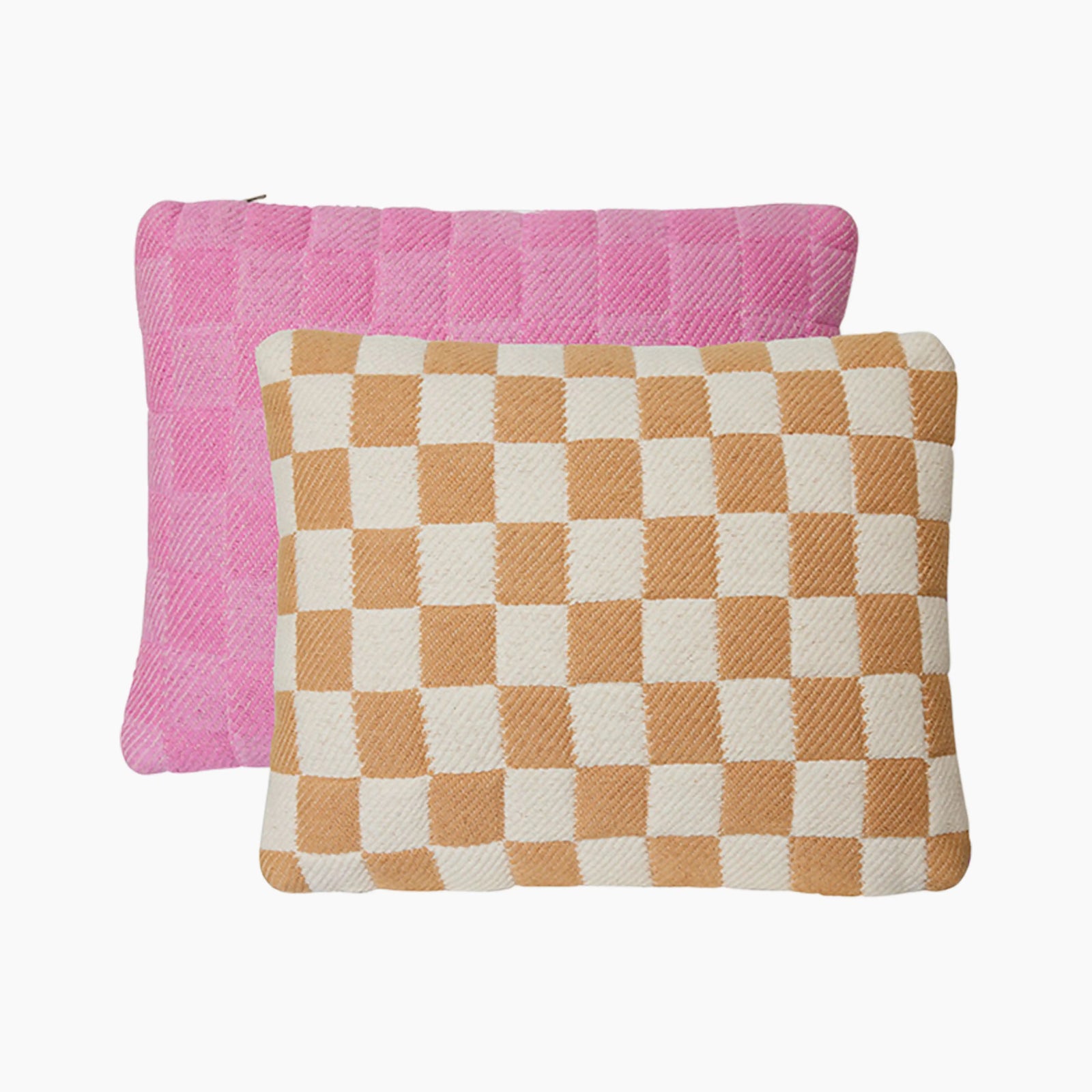 HKliving Checkered Woven Cushion | Grapefruit