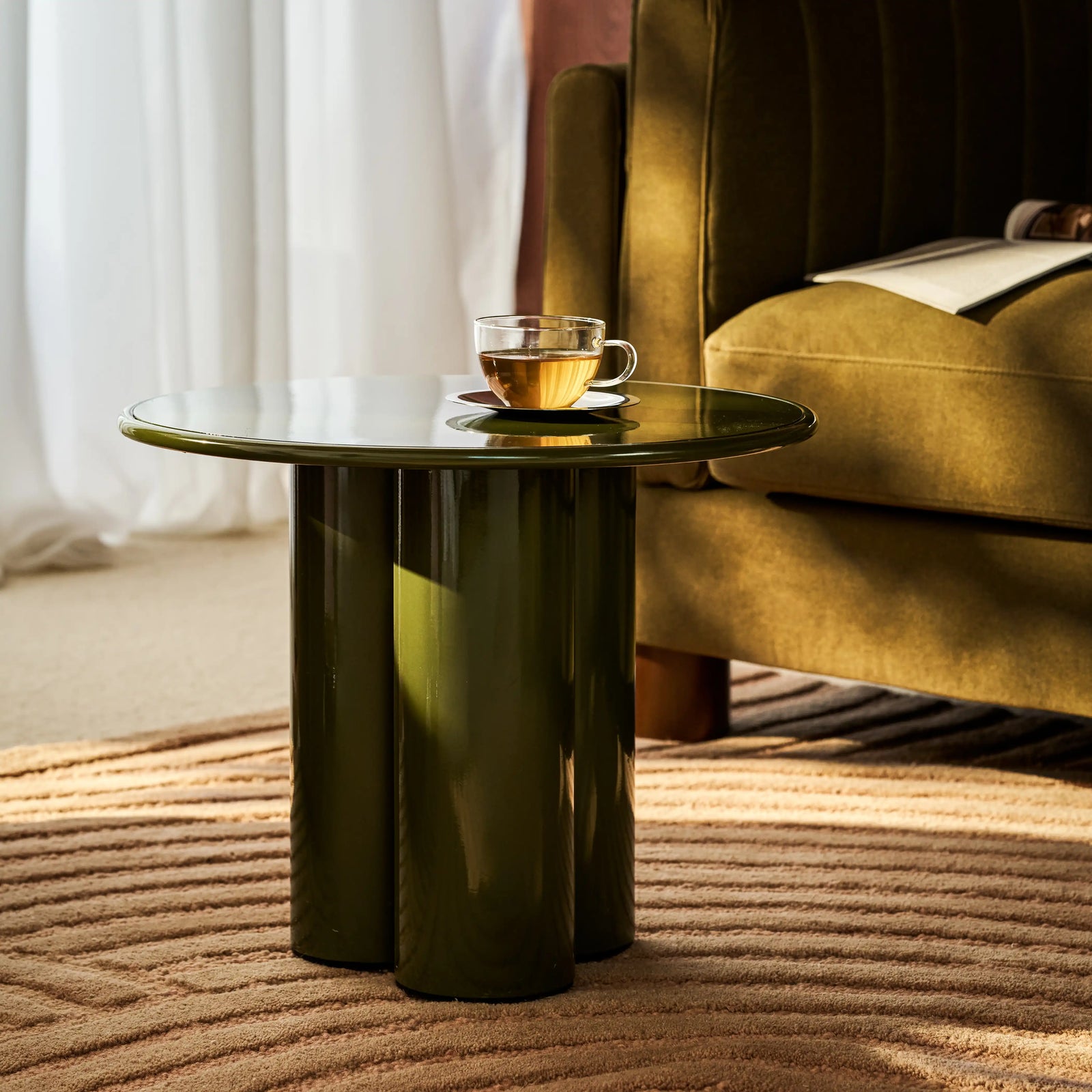 Zoey Round Side Table | Olive Green