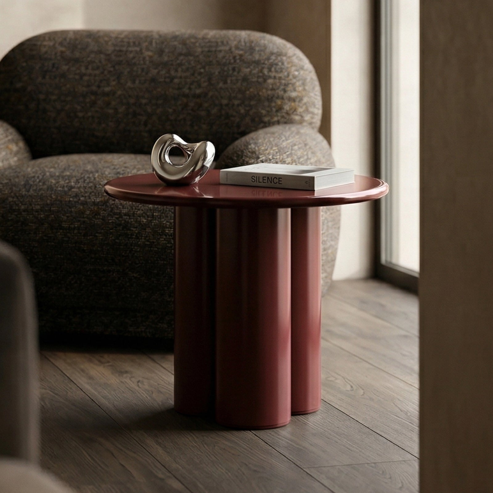 Zoey Round Side Table | Wine Red