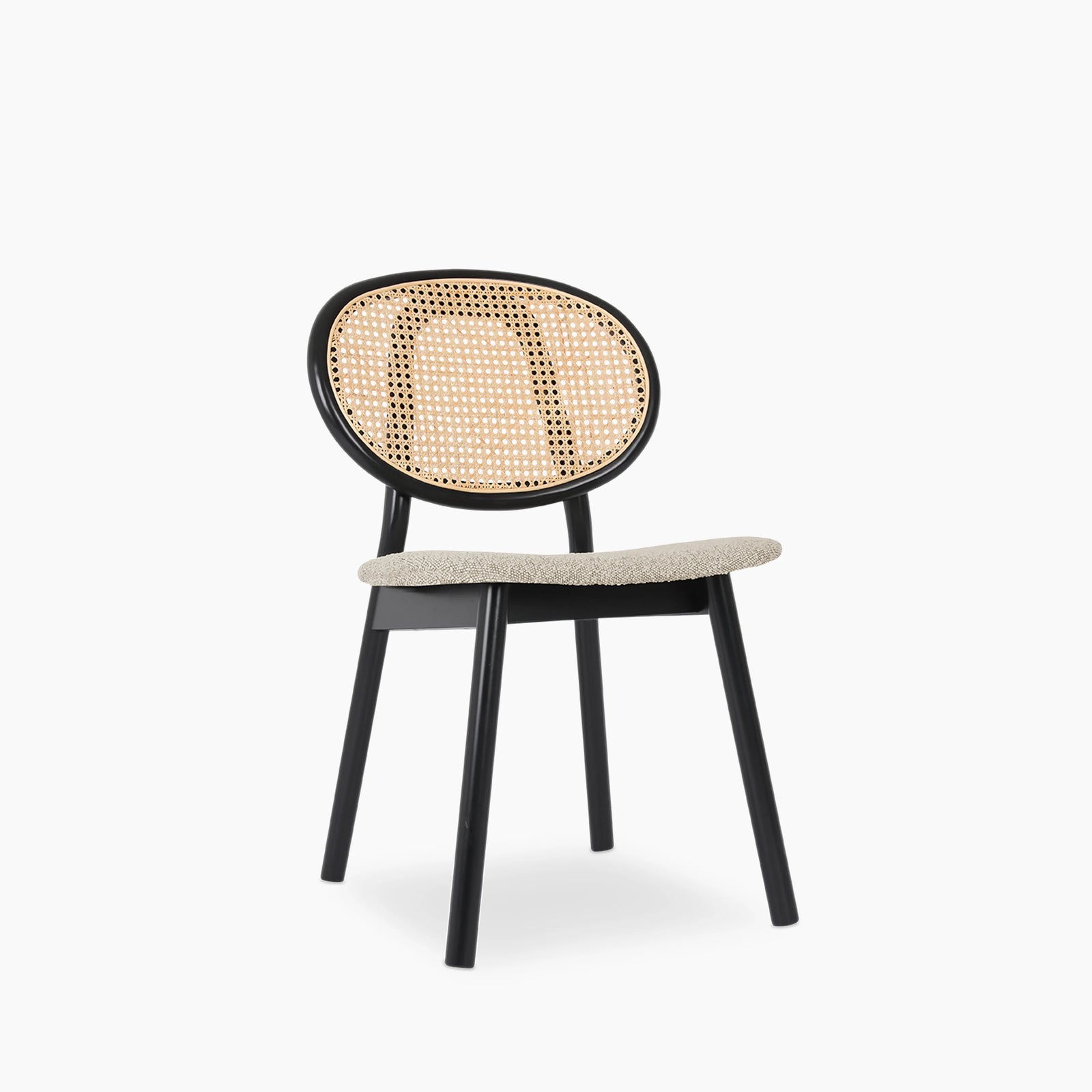 Willow Wooden Dining Chair | Speckled Stone Sustainable Boucle & Black