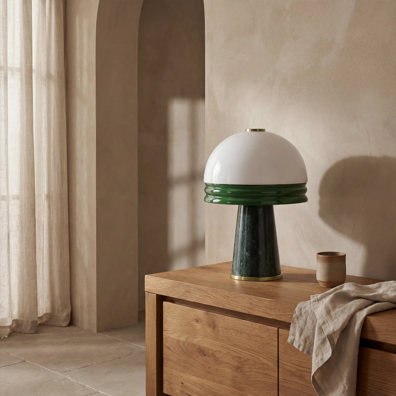 Wanda Table Lamp | Opal Glass & Dark Green Marble