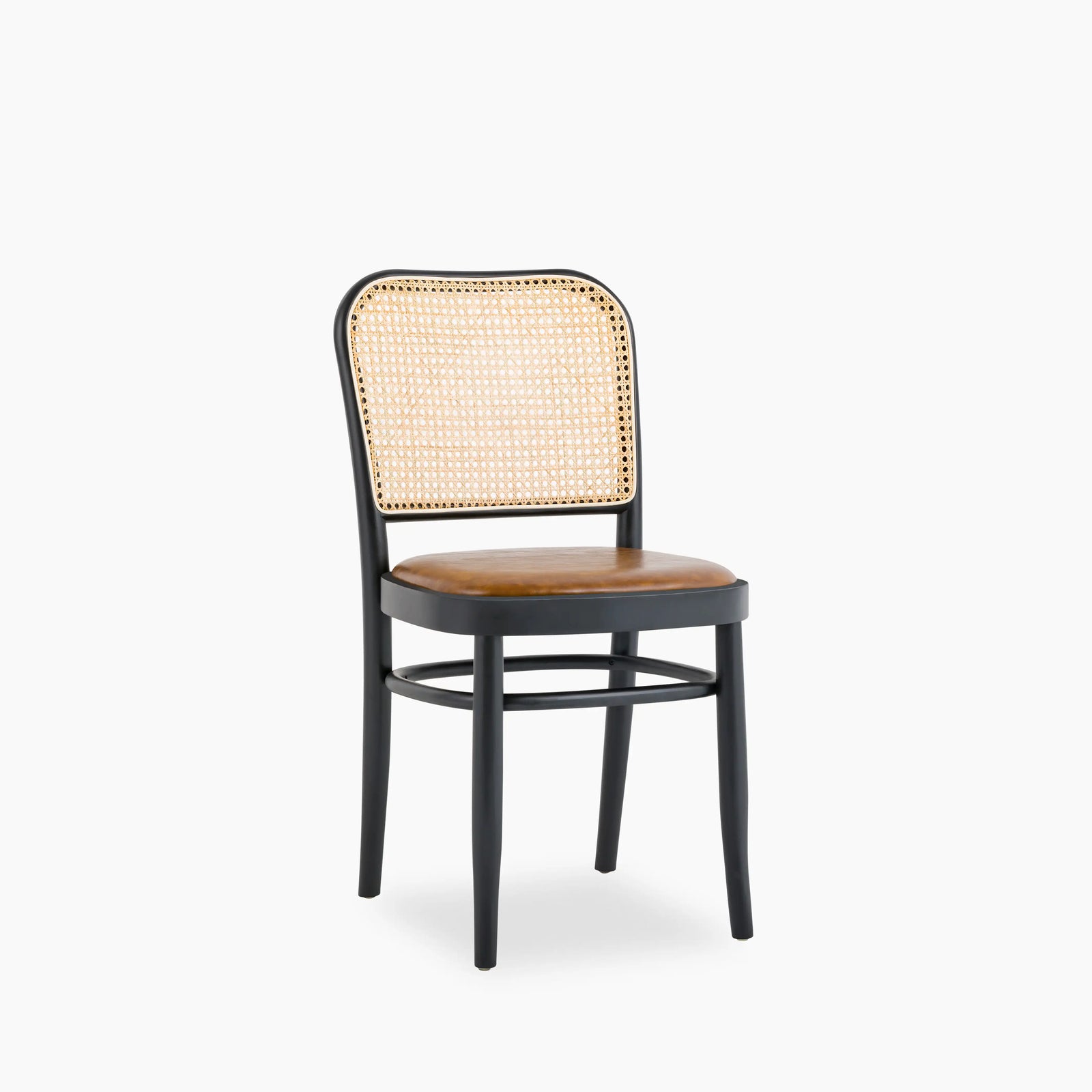 Bourne Wooden Dining Chair | Vintage Tan Faux Leather & Black