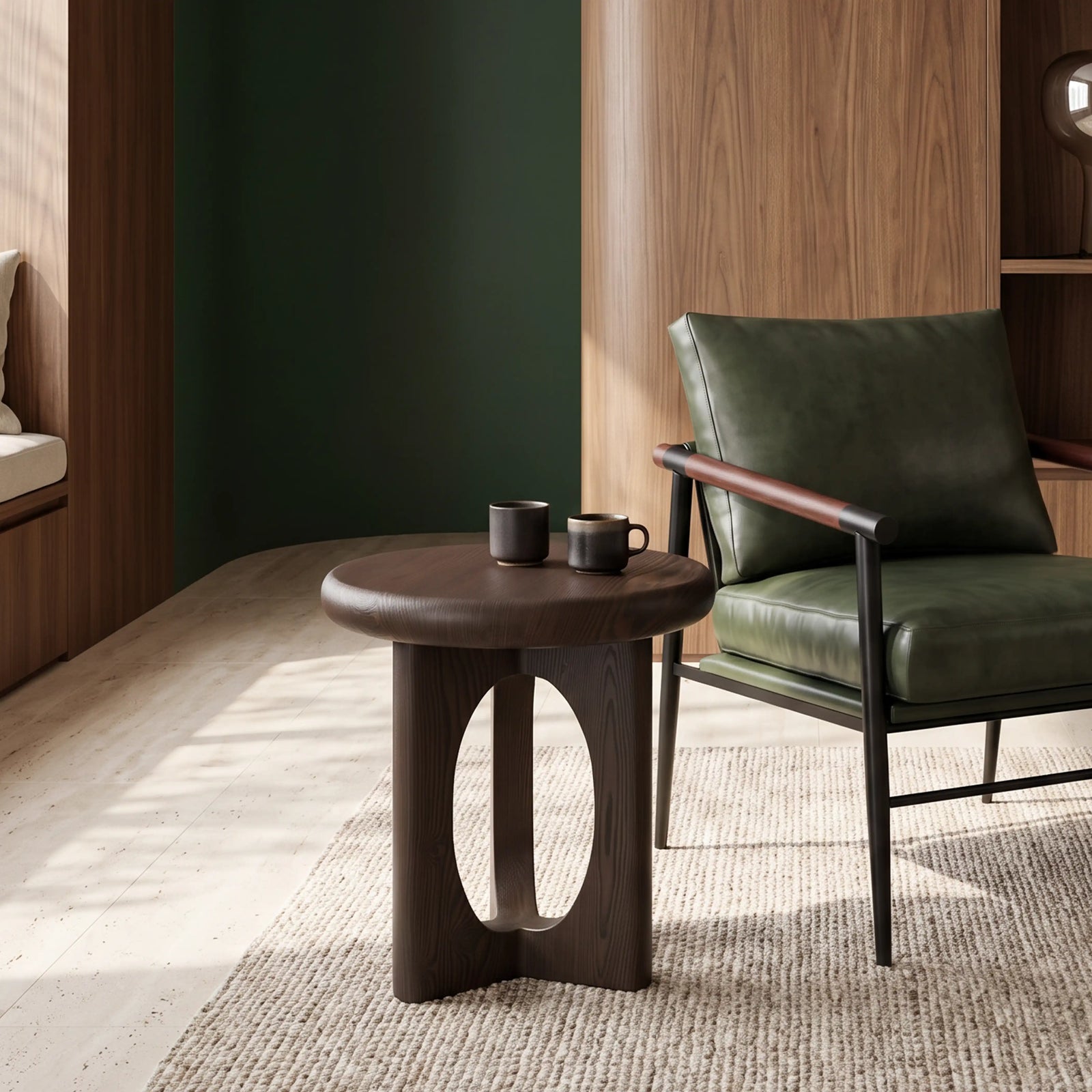 Turner Round Wooden Side Table | Dark Walnut