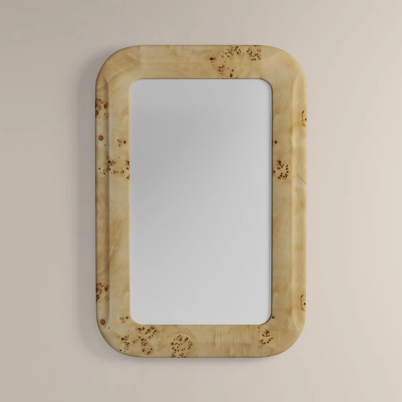 Maida Rectangle Wall Mirror, 120 x 80 cm | Natural Burl Wood
