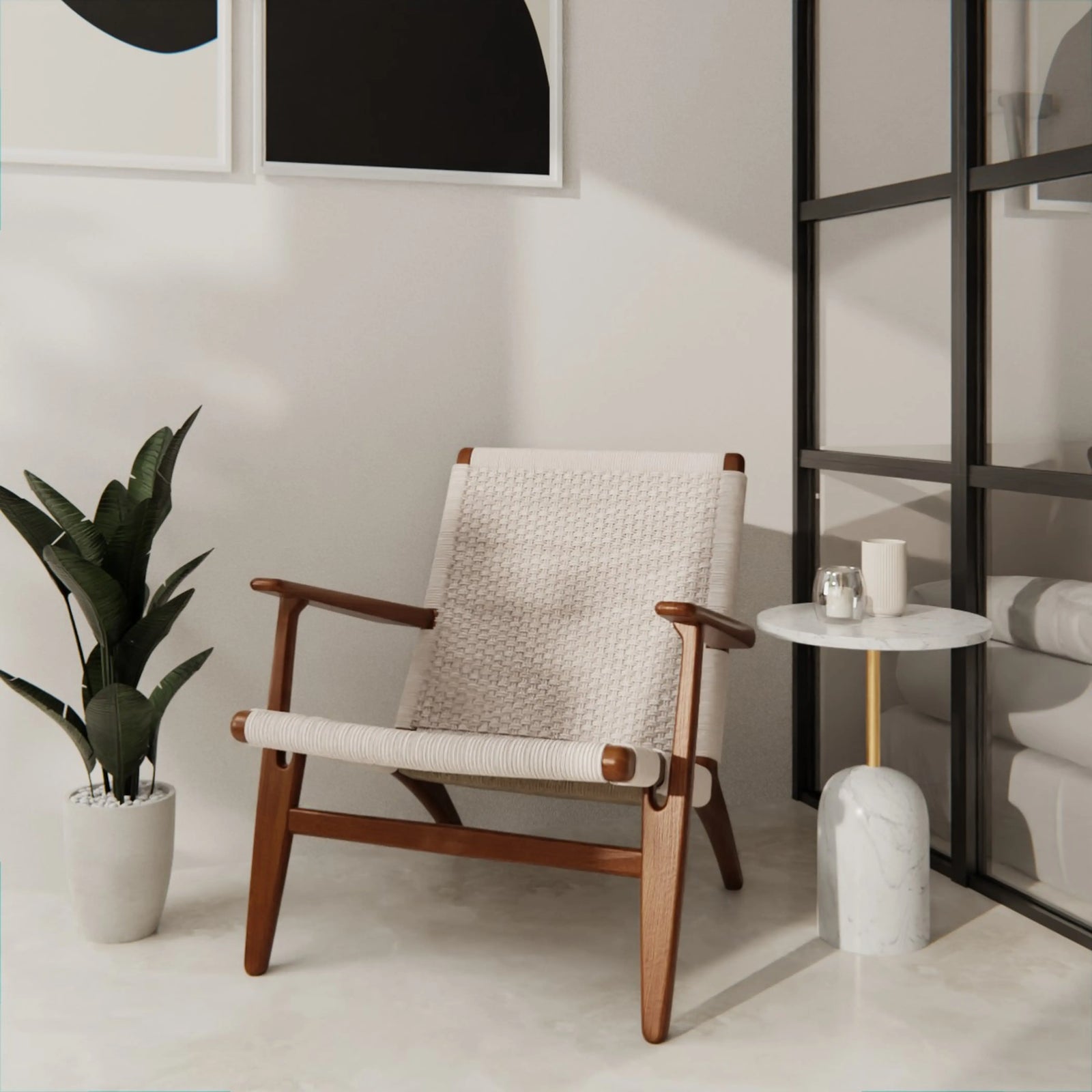 Aarhus Accent Chair | Natural Weave & Walnut