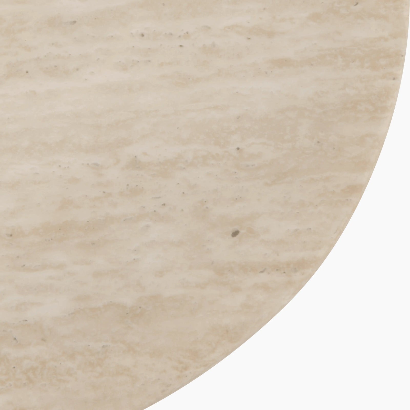 Oxborough Round Side Table | Natural Travertine Effect Stone & Walnut