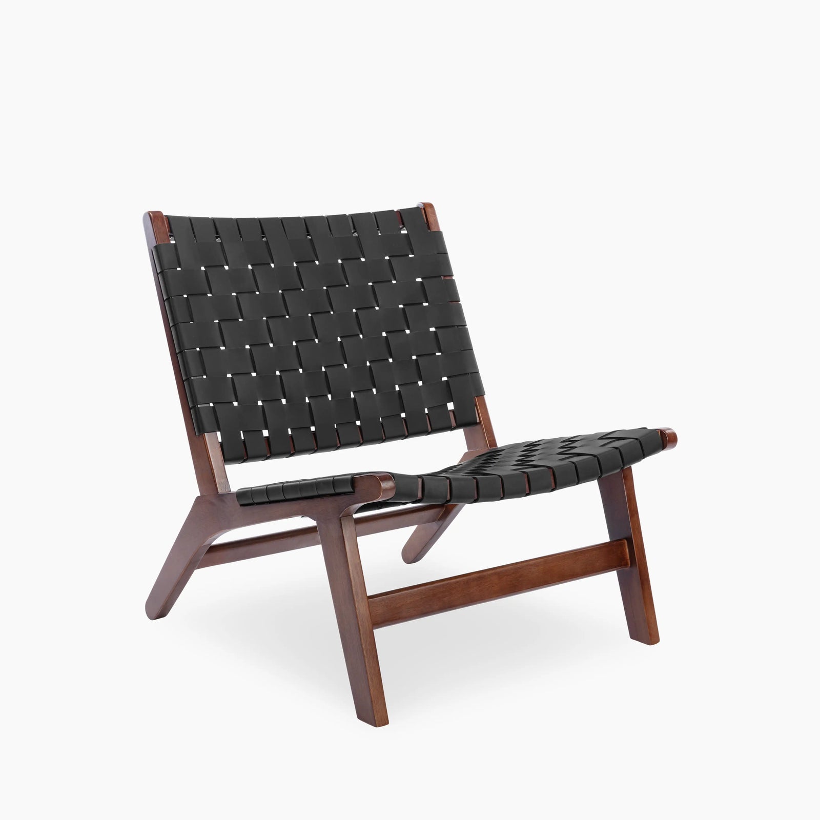Ciarra Accent Chair | Black Saddle Leather & Walnut