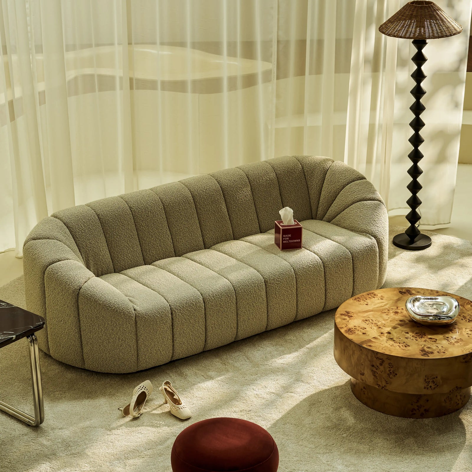 Ivy 3 Seater Sofa | Speckled Stone Sustainable Boucle