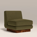 Harrison Accent Chair | Moss Green Sustainable Mohair Velvet & Walnut Burl Wood