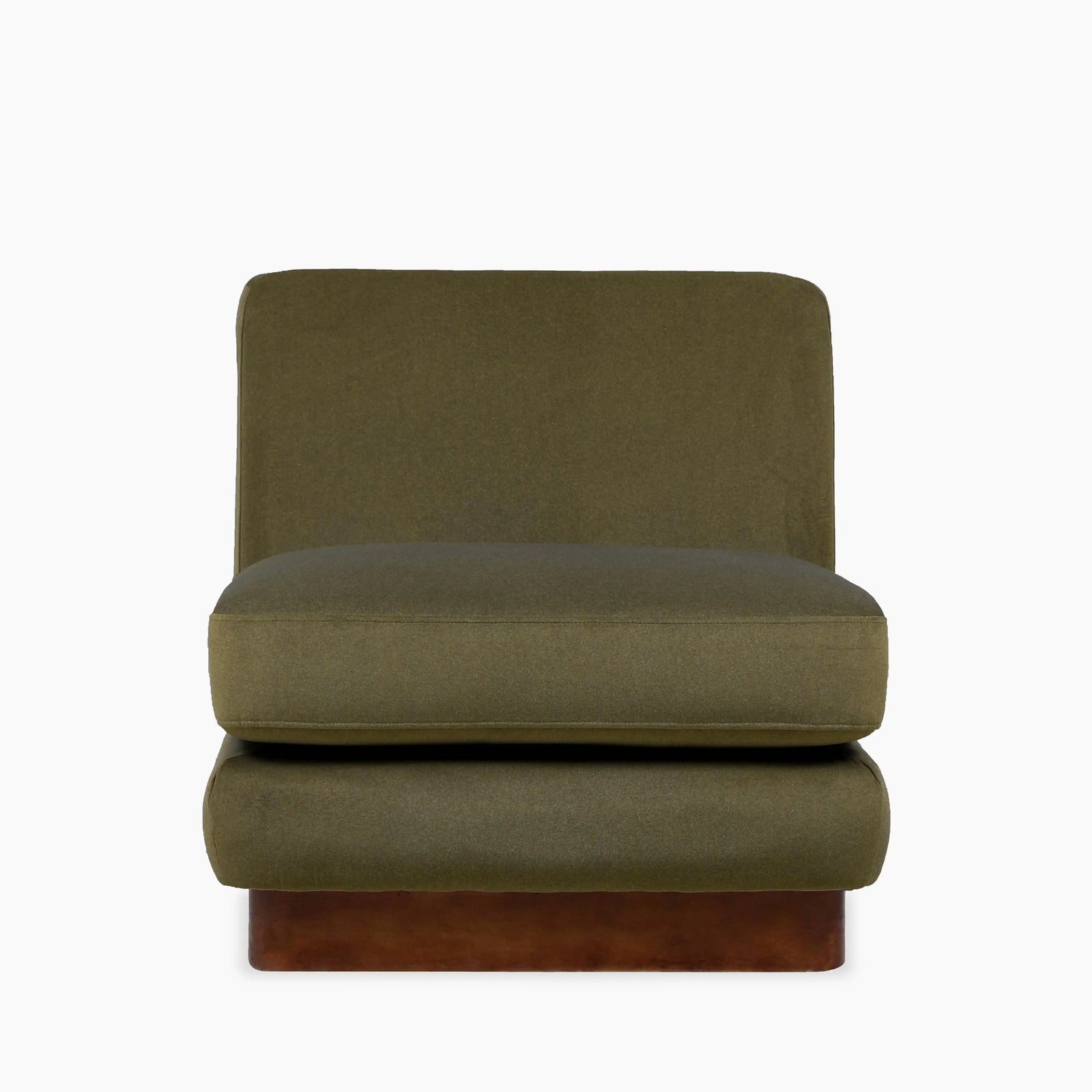 Harrison Accent Chair | Moss Green Sustainable Mohair Velvet & Walnut