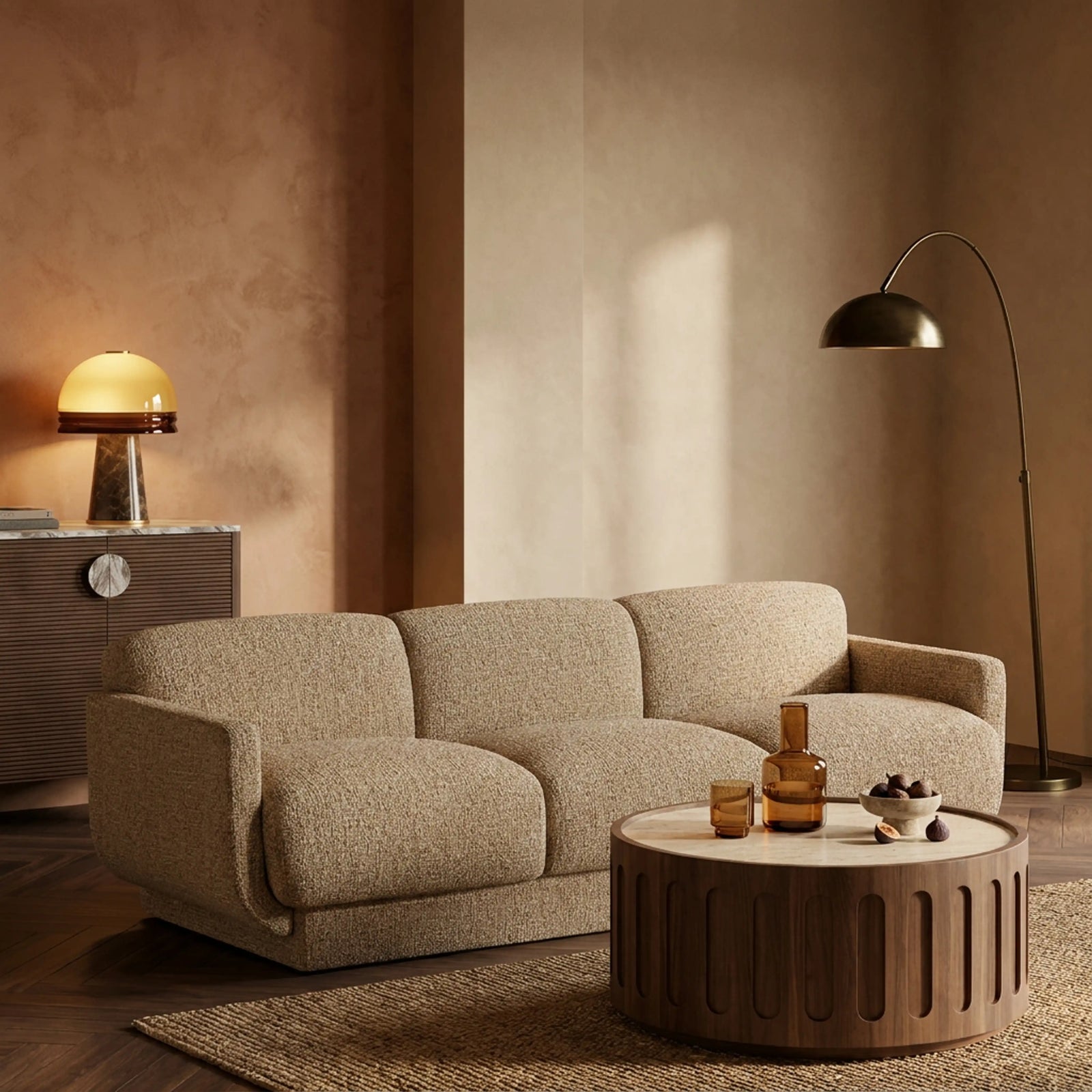 Connick 3 Seater Sofa | Speckled Latte Boucle