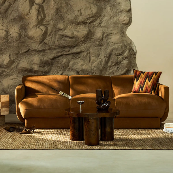 Connick 3 Seater Sofa | Caramel Brown Sustainable Mohair Velvet