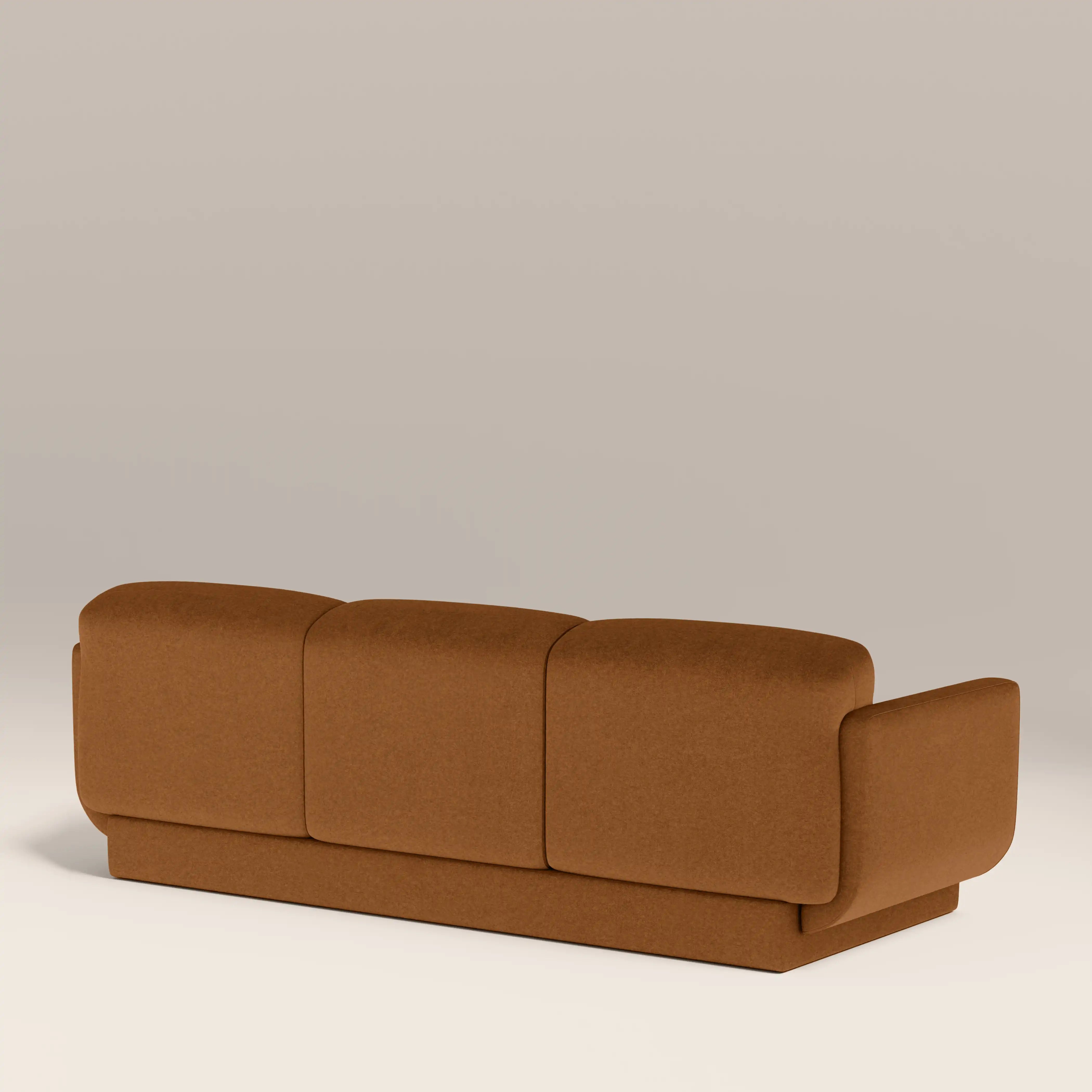 Connick 3 Seater Sofa, Caramel Brown Sustainable Mohair Velvet