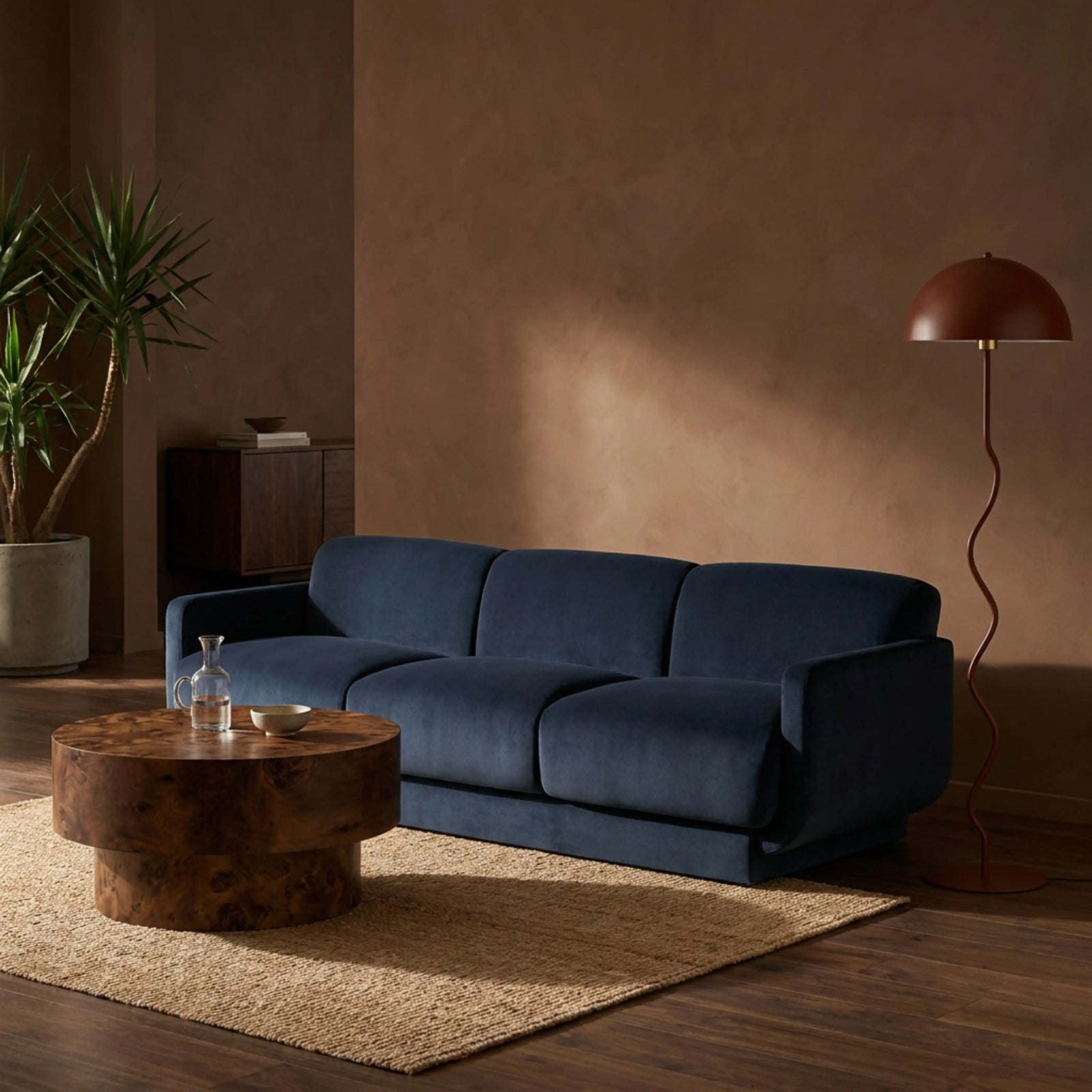 Connick 3 Seater Sofa | Dark Blue Sustainable Velvet