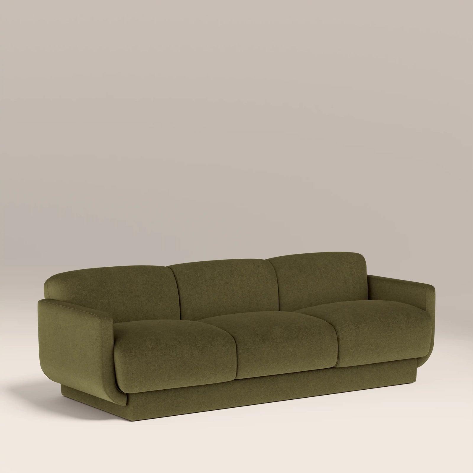Connick 3 Seater Sofa | Moss Green Sustainable Mohair Velvet