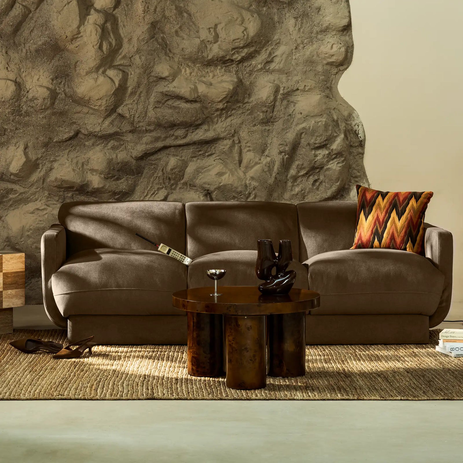 Connick 3 Seater Sofa | Truffle Brown Sustainable Mohair Velvet