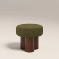 Rey Pouffe | Moss Green Sustainable Mohair Velvet & Walnut