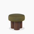 Rey Pouffe | Moss Green Sustainable Mohair Velvet & Walnut