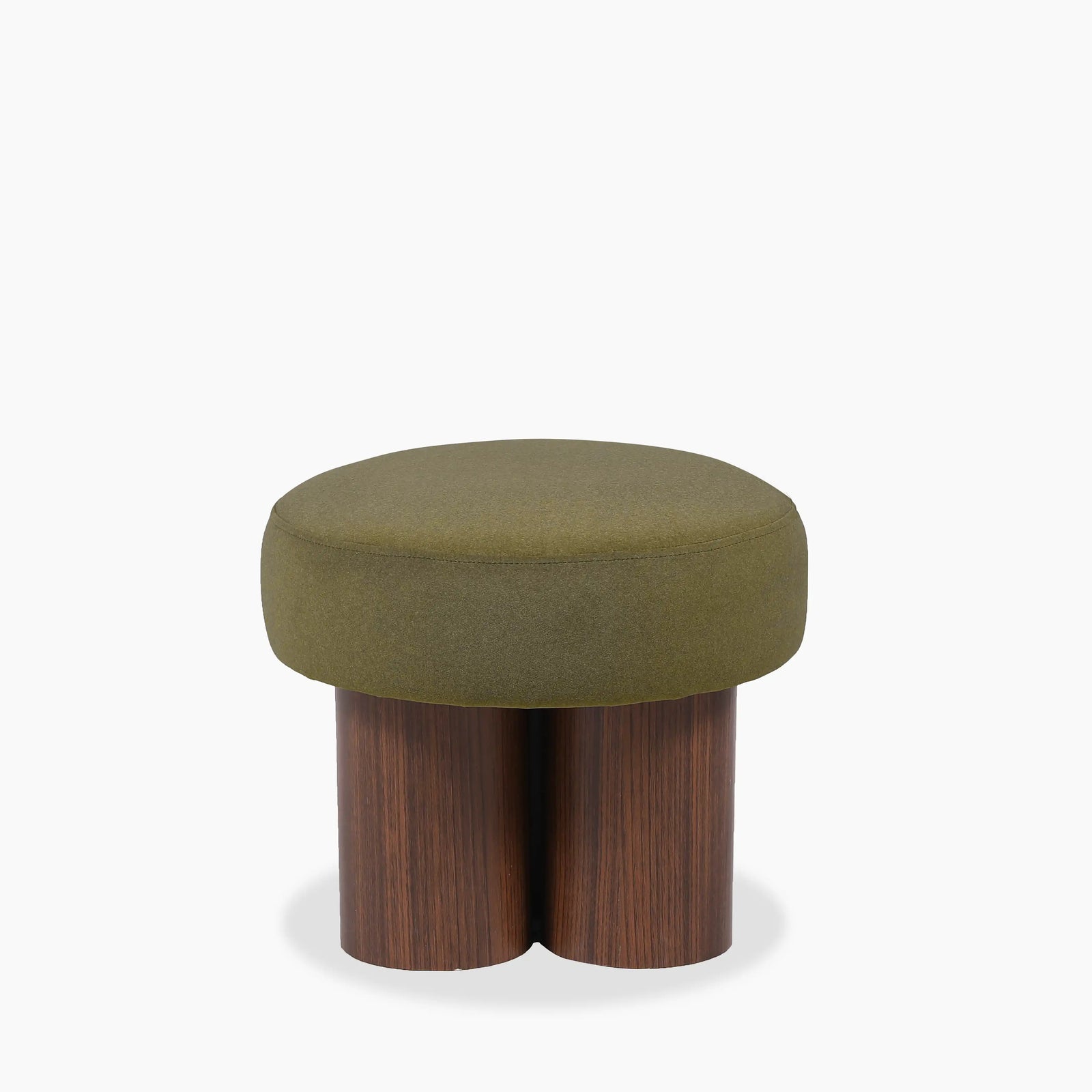 Rey Pouffe | Moss Green Sustainable Mohair Velvet & Walnut