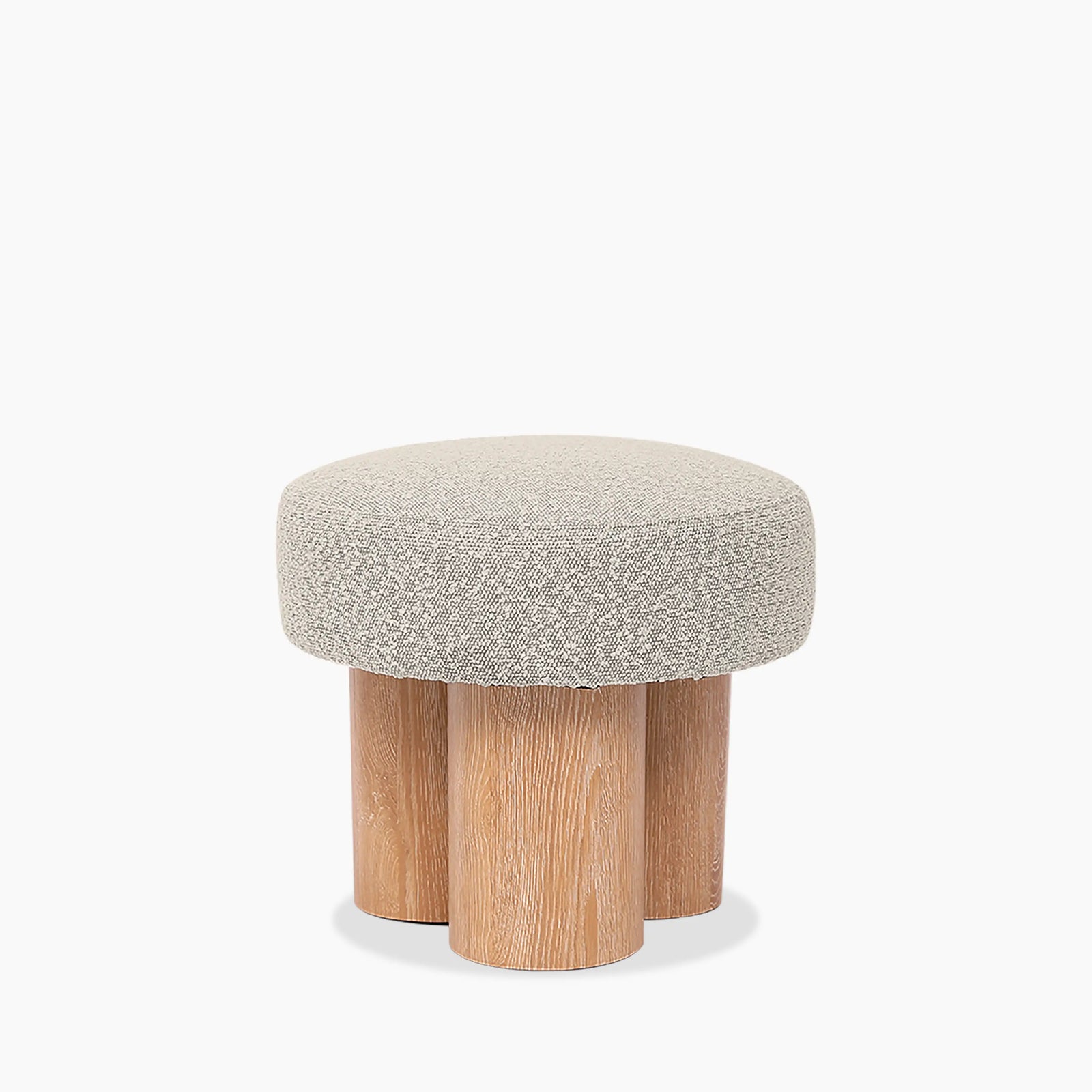 Rey Pouffe | Speckled Stone Sustainable Boucle & Oak