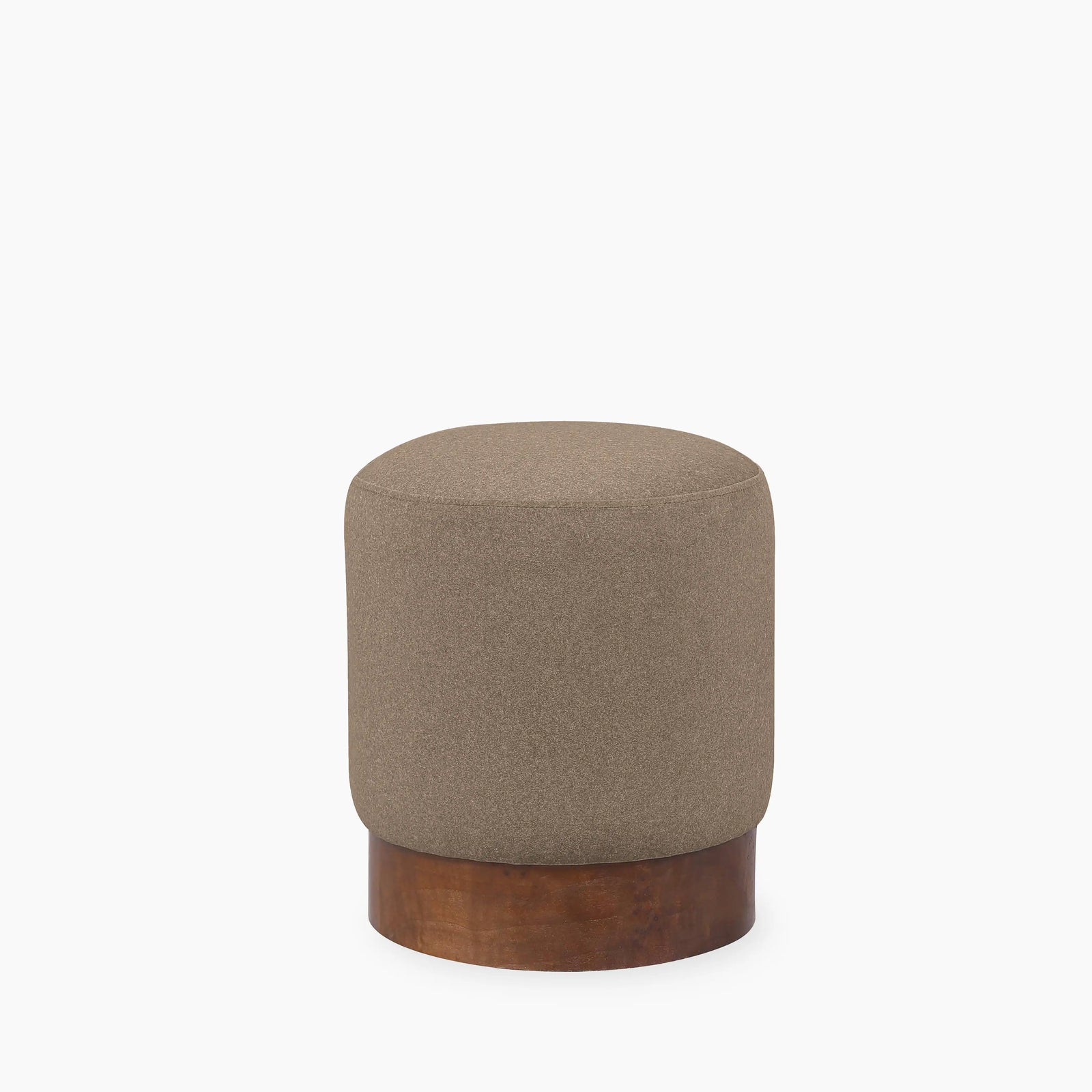 Marie Pouffe | Truffle Brown Sustainable Mohair Velvet & Burl Wood