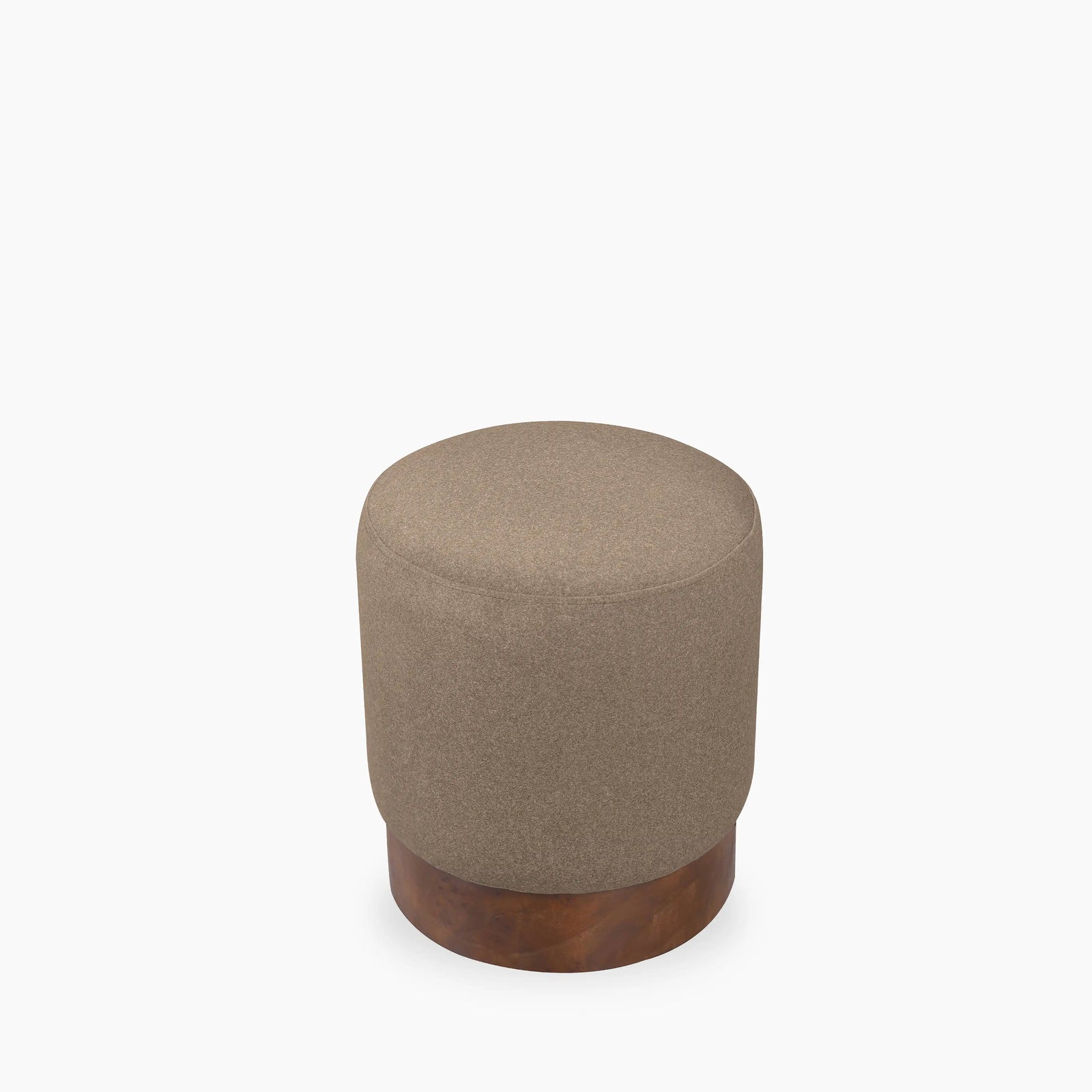 Marie Pouffe | Truffle Brown Sustainable Mohair Velvet & Burl Wood