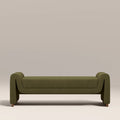Bennett Bench | Moss Green Sustainable Mohair Velvet & Walnut