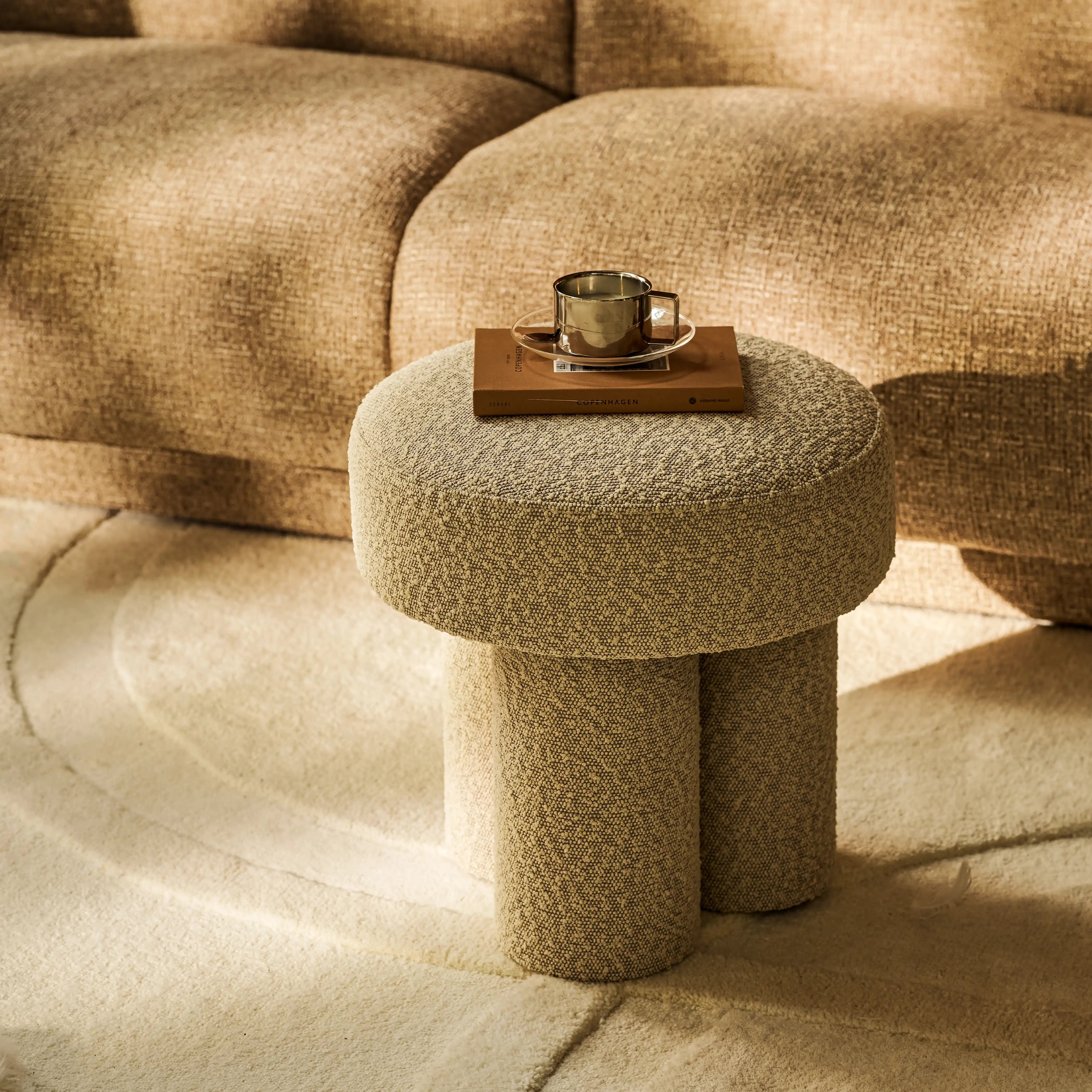 Ayla Pouffe | Speckled Stone Sustainable Boucle