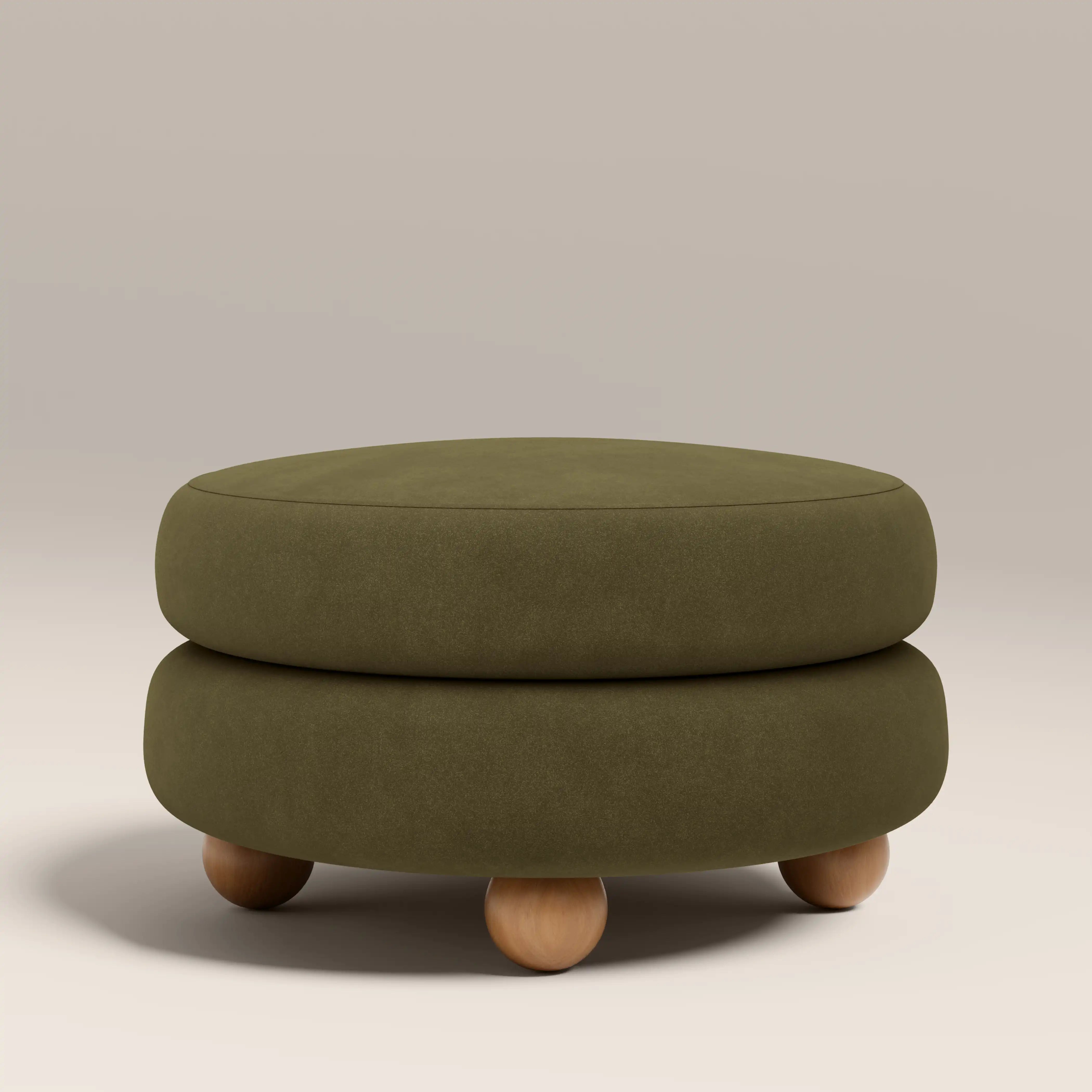 Hazel Ottoman, Moss Green Sustainable Mohair Velvet | Cult