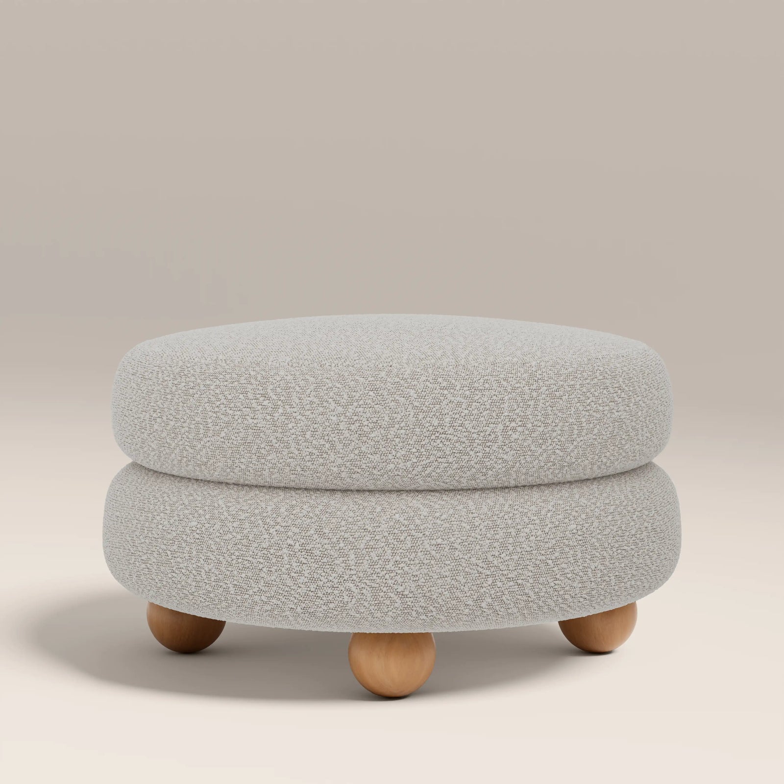 Hazel Footstool | Speckled Stone Sustainable Boucle & Natural