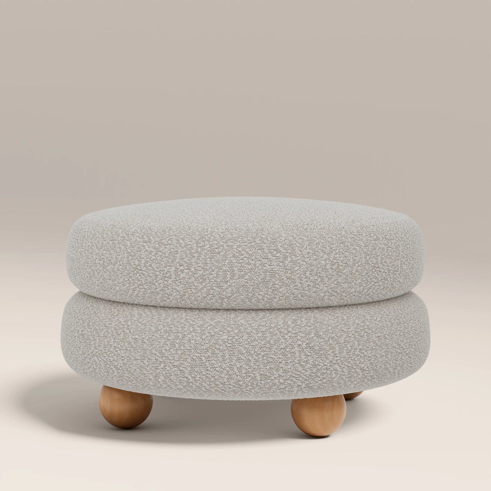 Hazel Footstool | Speckled Stone Sustainable Boucle & Natural