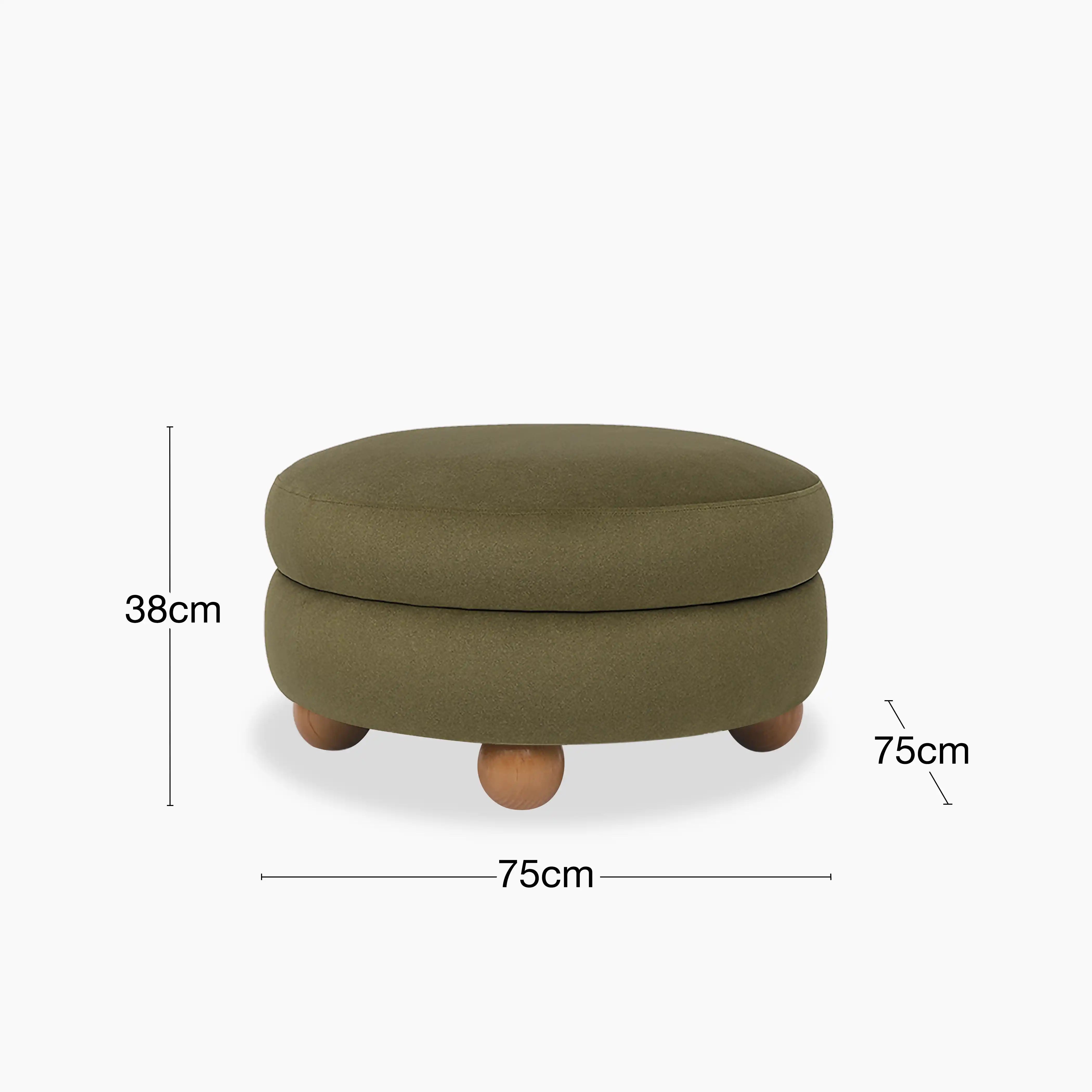 Hazel Ottoman, Moss Green Sustainable Mohair Velvet | Cult