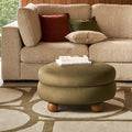 Hazel Footstool | Moss Green Sustainable Mohair Velvet & Walnut
