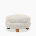 Hazel Footstool | Speckled Stone Sustainable Boucle & Walnut