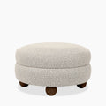 Hazel Ottoman | Speckled Stone Sustainable Boucle & Walnut