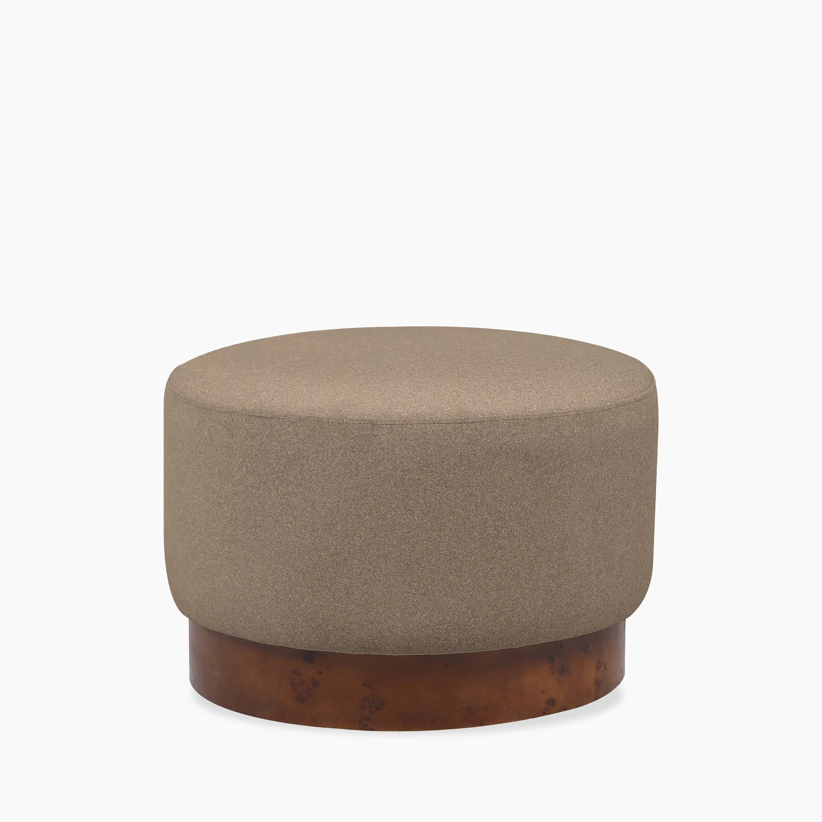 Marie Ottoman | Truffle Brown Sustainable Mohair Velvet & Burl Wood