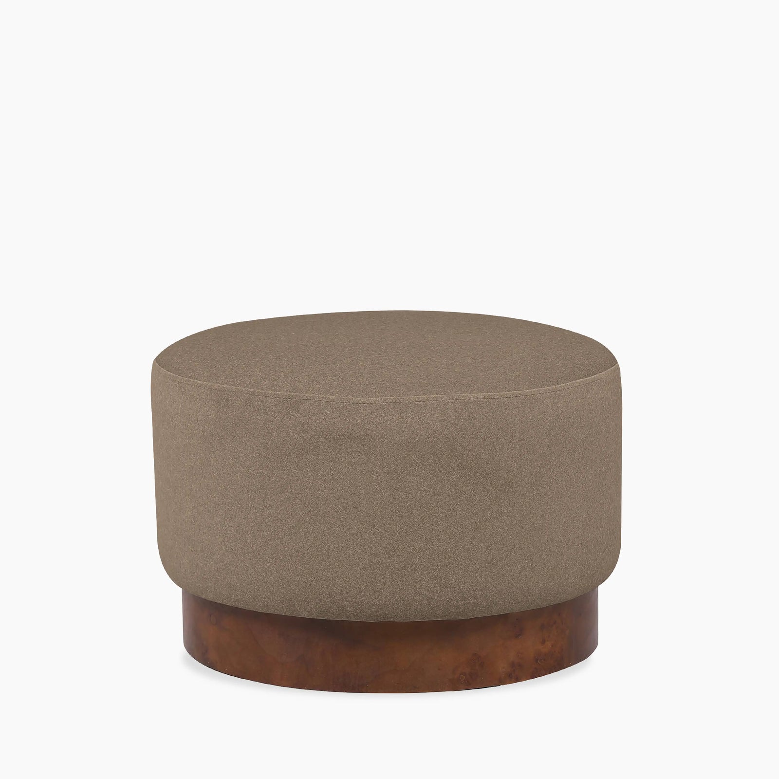 Marie Ottoman | Truffle Brown Sustainable Mohair Velvet & Burl Wood
