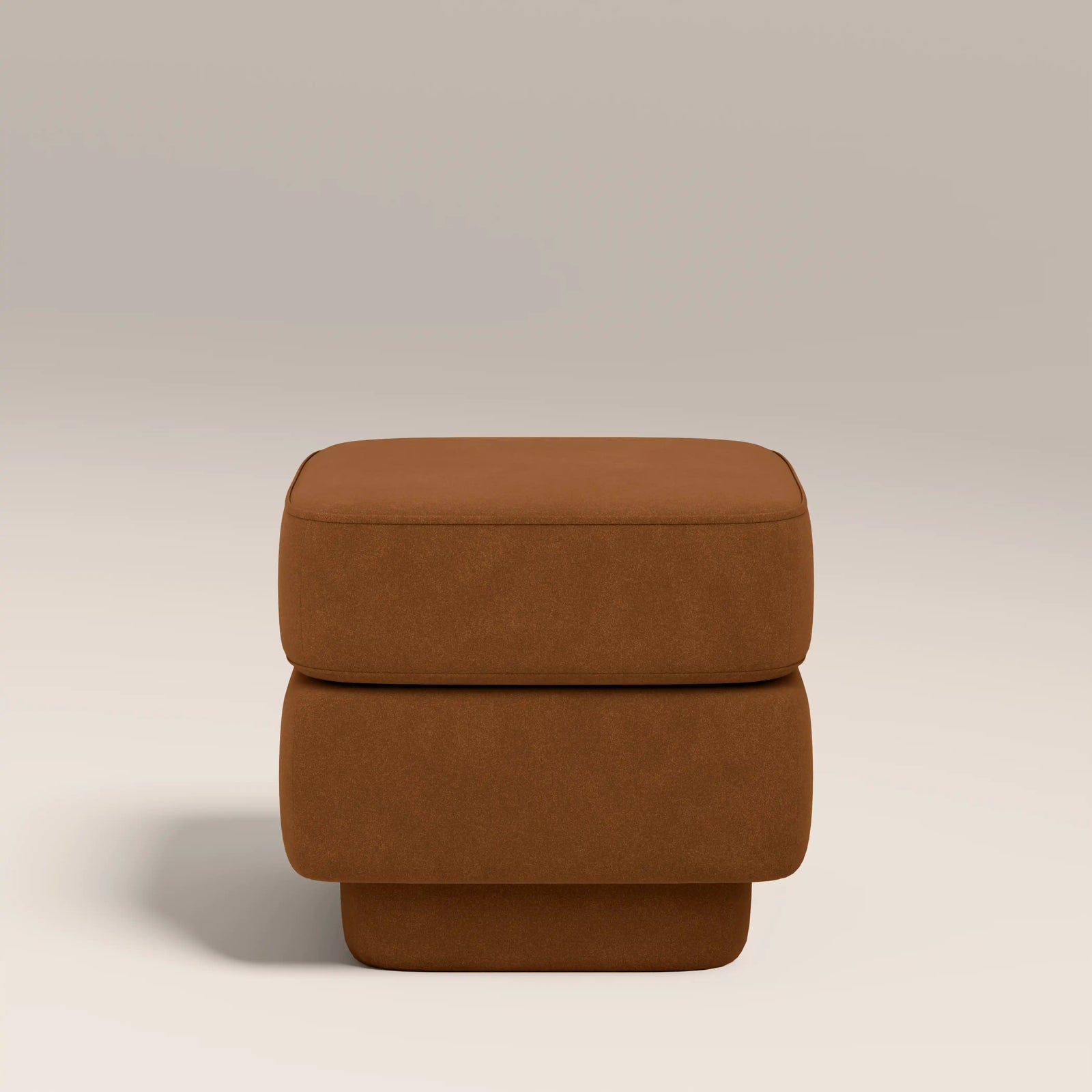 Carrell Pouffe | Caramel Brown Sustainable Mohair Velvet