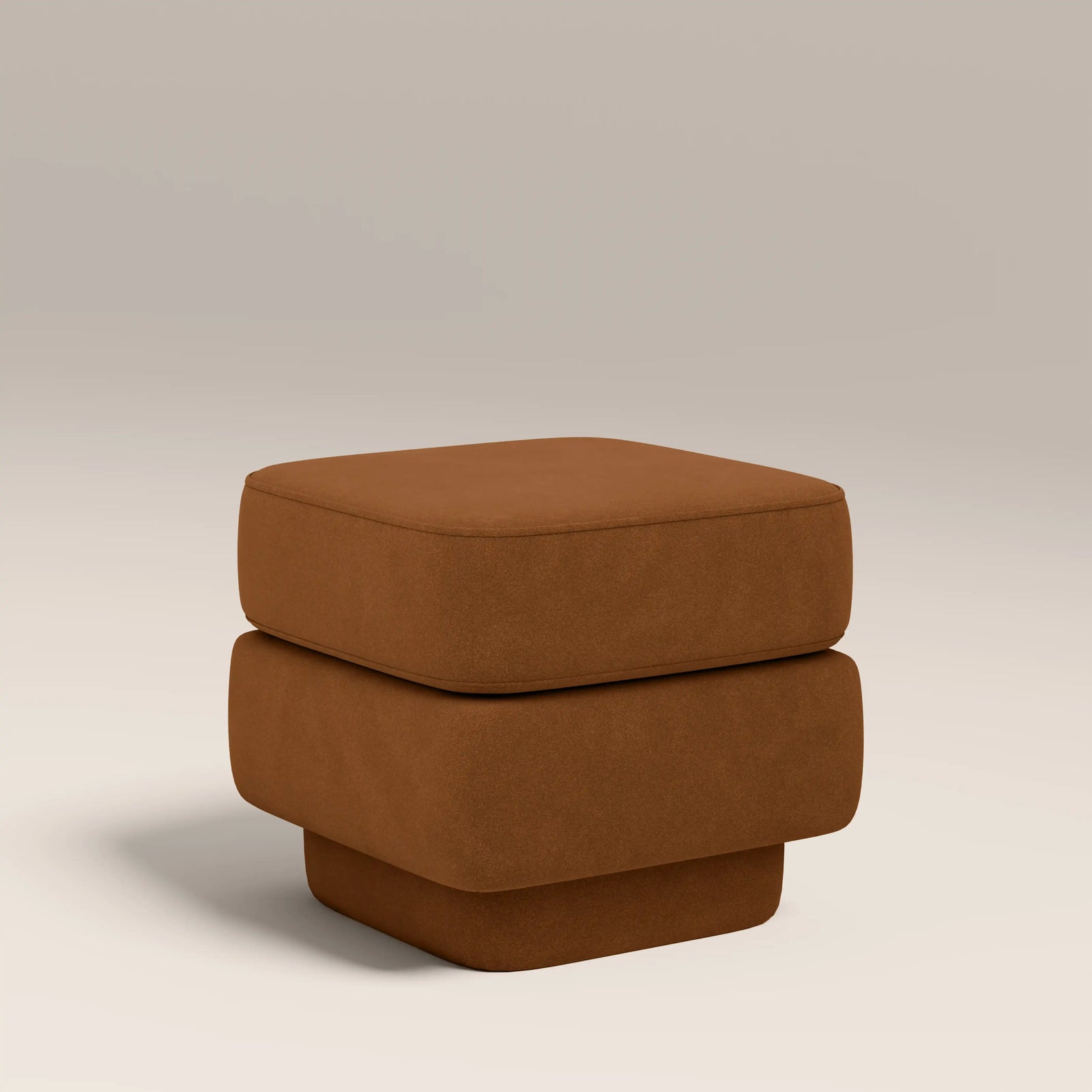 Carrell Pouffe | Caramel Brown Sustainable Mohair Velvet