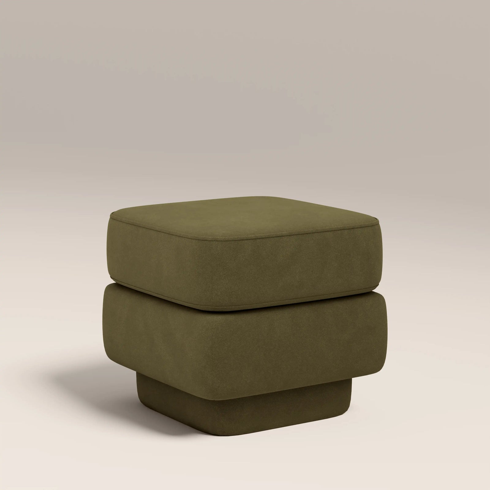 Carrell Pouffe | Moss Green Sustainable Mohair Velvet