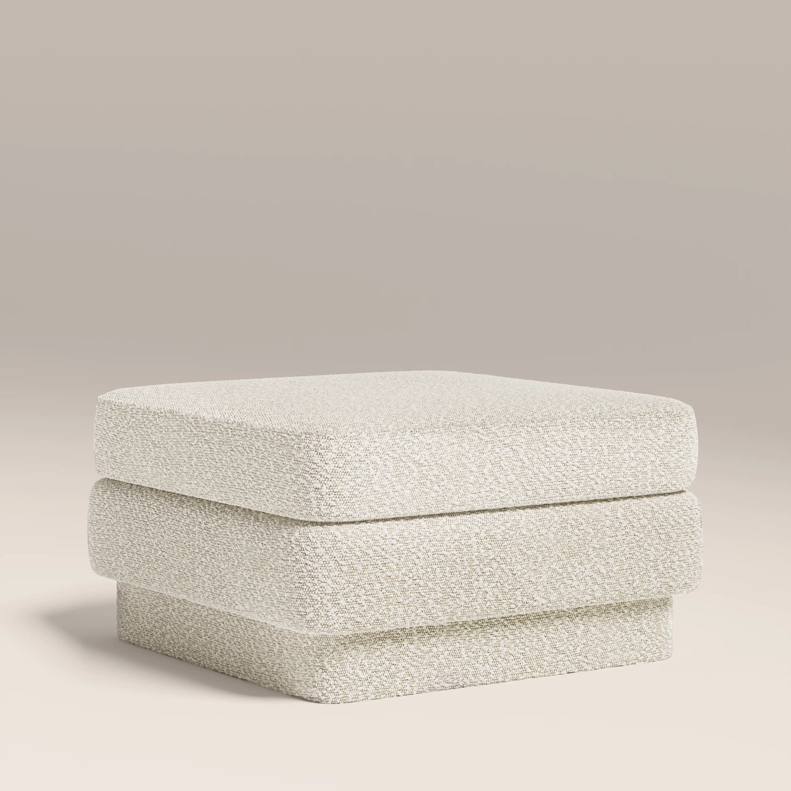 Carrell Footstool | Speckled Stone Sustainable Boucle