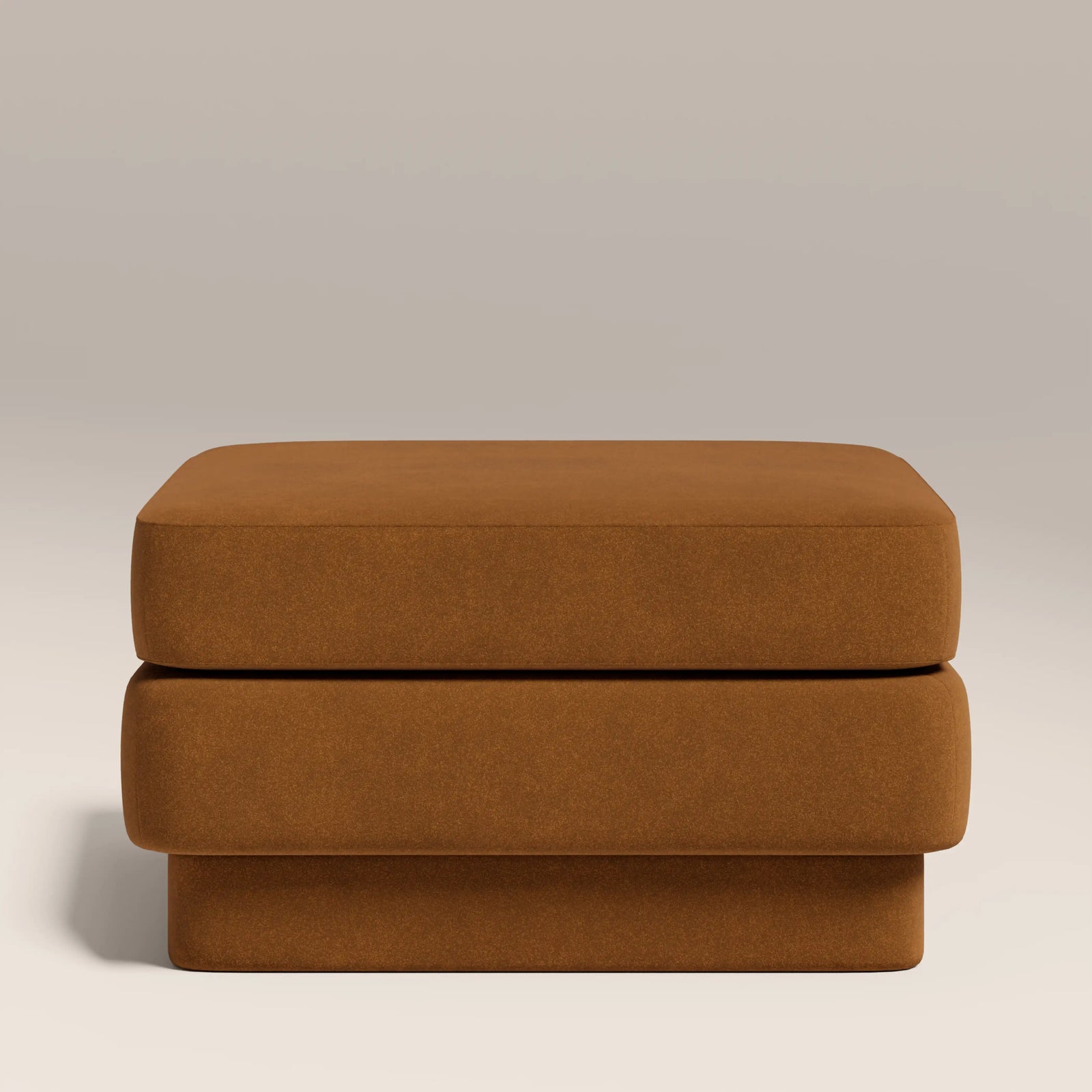 Carrell Footstool | Caramel Brown Sustainable Mohair Velvet