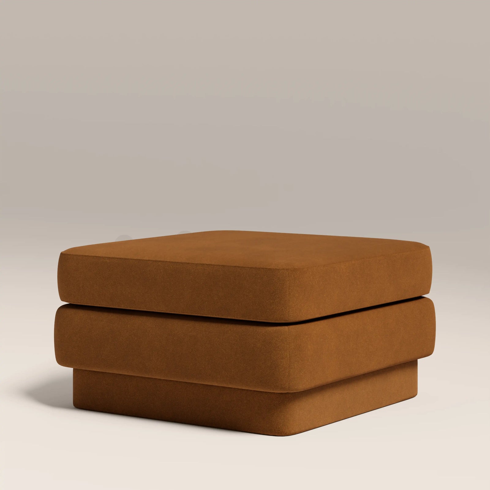 Carrell Footstool | Caramel Brown Sustainable Mohair Velvet