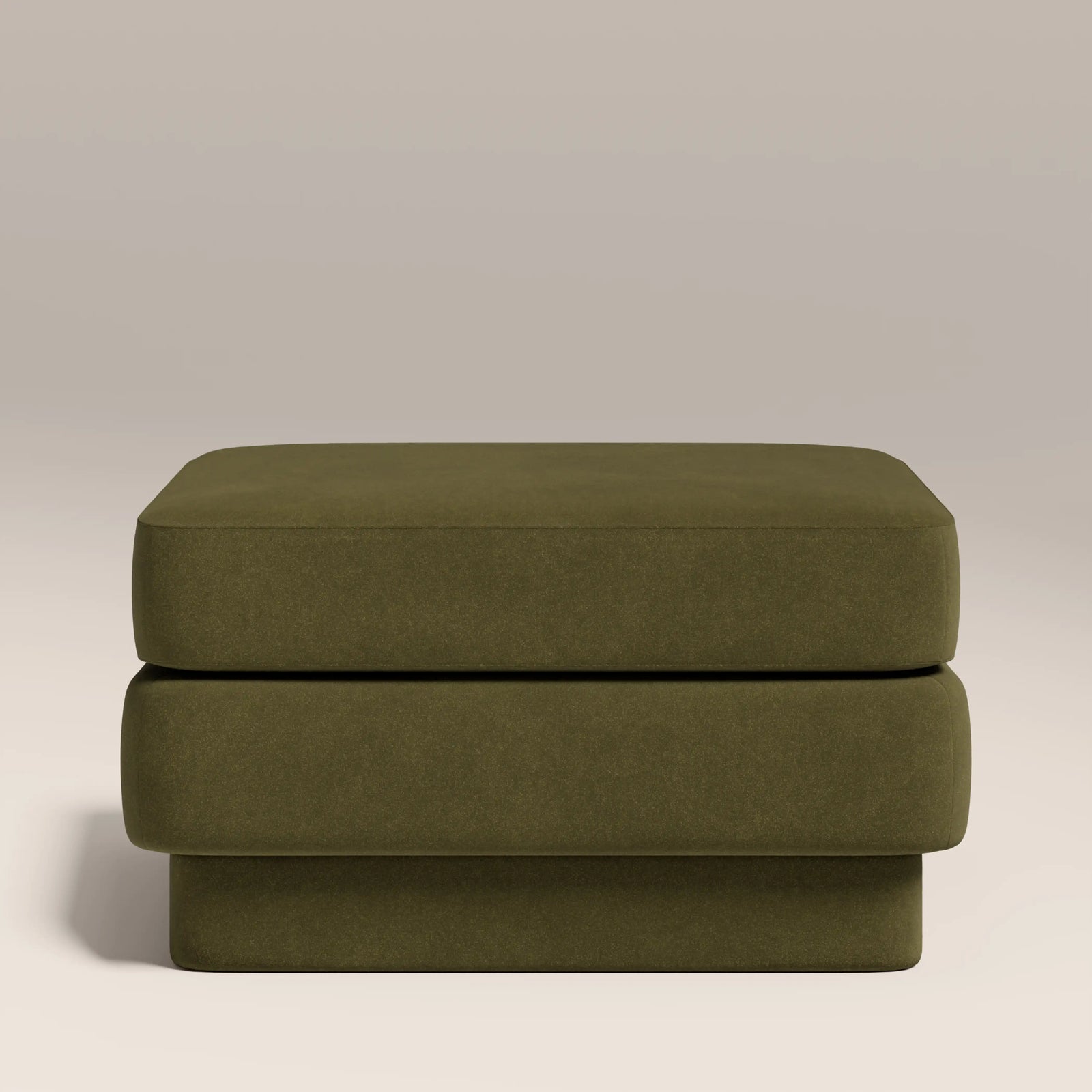 Carrell Footstool | Moss Green Sustainable Mohair Velvet