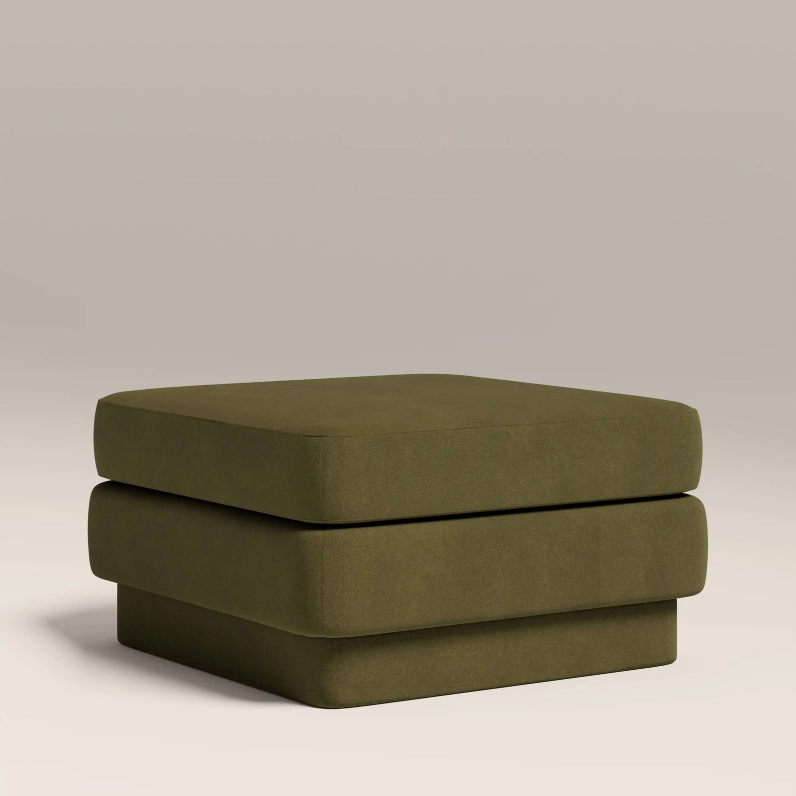 Carrell Footstool | Moss Green Sustainable Mohair Velvet